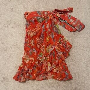 Etro Coral Paisley Wrap Skirt